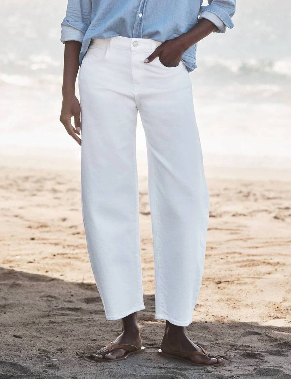 NEW FRANK & EILEEN brennan barrel jean in white